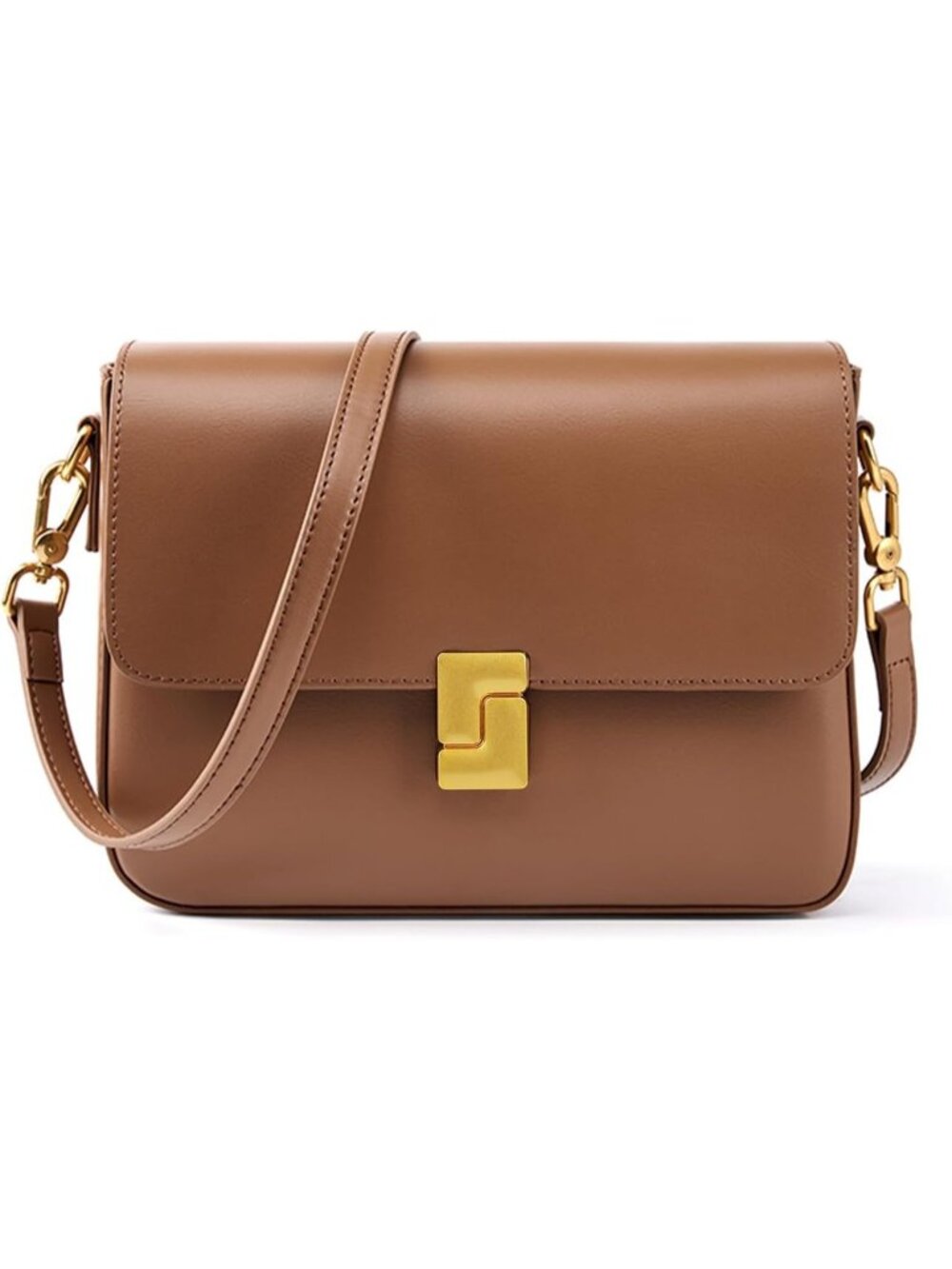 Women's Brown Leather Shoulder Crossbody Handbags with Adjustable Strap